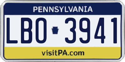 PA license plate LBO3941