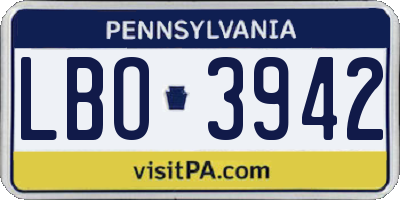 PA license plate LBO3942