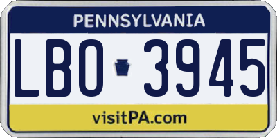 PA license plate LBO3945