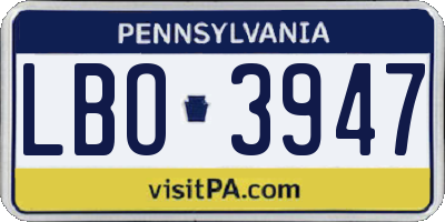 PA license plate LBO3947