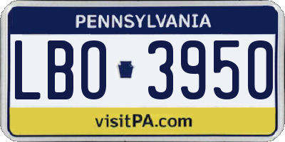 PA license plate LBO3950