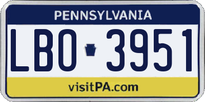 PA license plate LBO3951