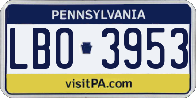 PA license plate LBO3953