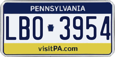 PA license plate LBO3954