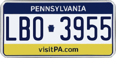 PA license plate LBO3955