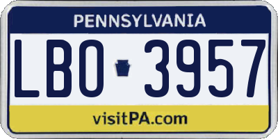 PA license plate LBO3957