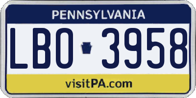 PA license plate LBO3958
