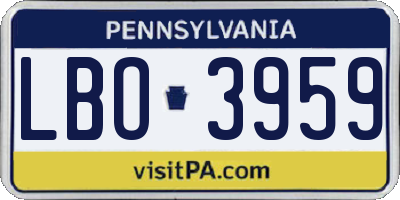 PA license plate LBO3959