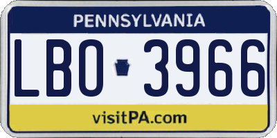 PA license plate LBO3966