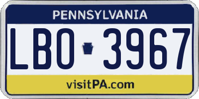 PA license plate LBO3967