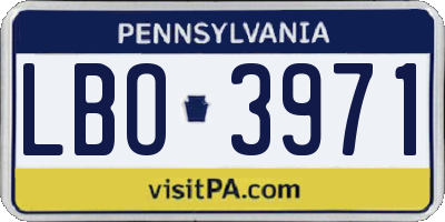 PA license plate LBO3971