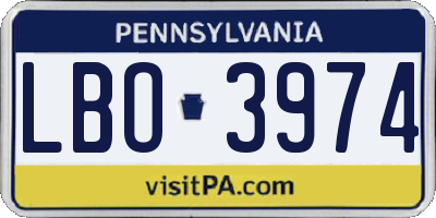PA license plate LBO3974