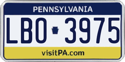 PA license plate LBO3975