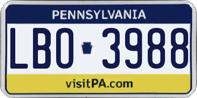 PA license plate LBO3988