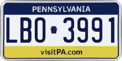 PA license plate LBO3991