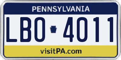 PA license plate LBO4011