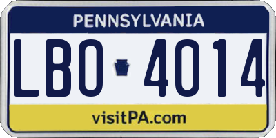 PA license plate LBO4014