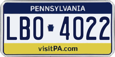 PA license plate LBO4022