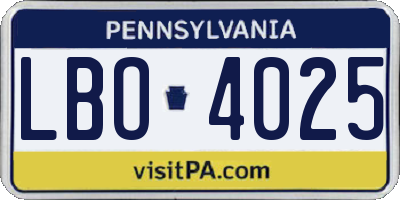 PA license plate LBO4025