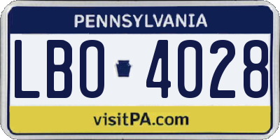 PA license plate LBO4028