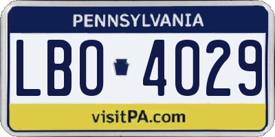 PA license plate LBO4029