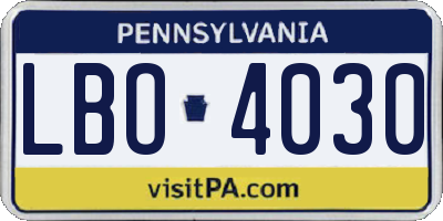 PA license plate LBO4030