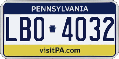 PA license plate LBO4032