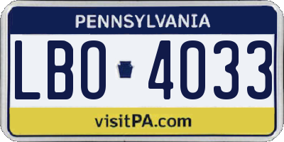 PA license plate LBO4033