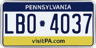 PA license plate LBO4037