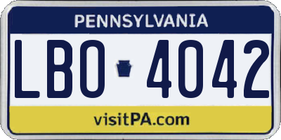 PA license plate LBO4042