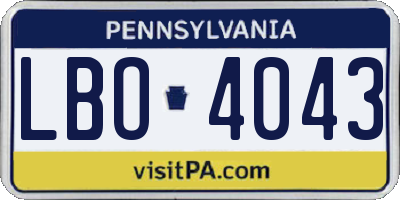 PA license plate LBO4043