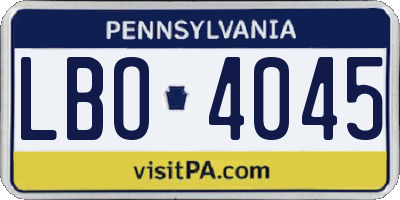 PA license plate LBO4045