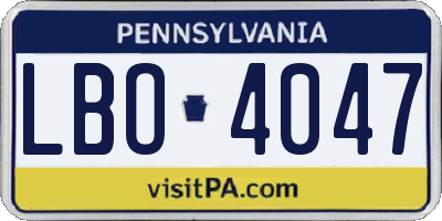 PA license plate LBO4047