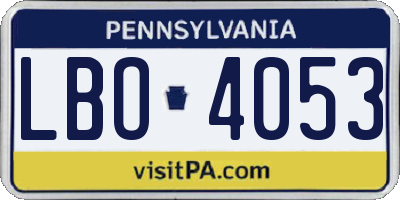 PA license plate LBO4053