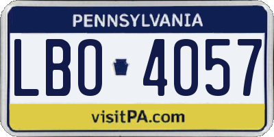 PA license plate LBO4057