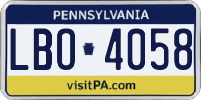 PA license plate LBO4058