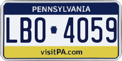 PA license plate LBO4059