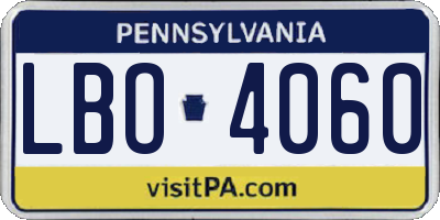 PA license plate LBO4060