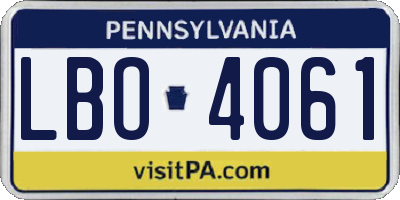 PA license plate LBO4061