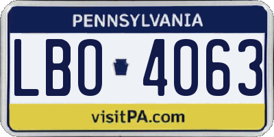 PA license plate LBO4063