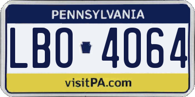 PA license plate LBO4064