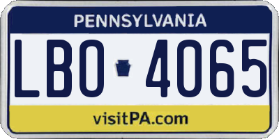 PA license plate LBO4065