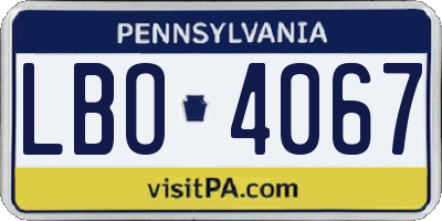 PA license plate LBO4067
