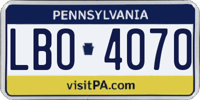 PA license plate LBO4070