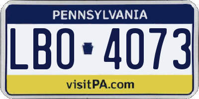 PA license plate LBO4073