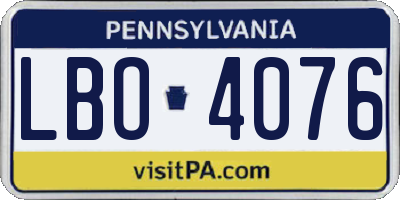 PA license plate LBO4076