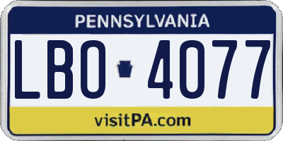 PA license plate LBO4077