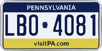 PA license plate LBO4081