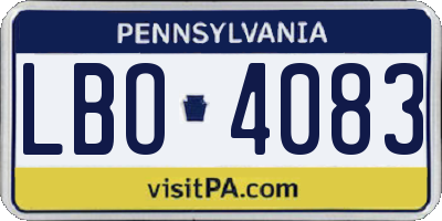 PA license plate LBO4083