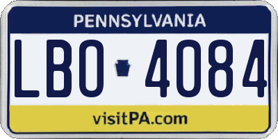 PA license plate LBO4084